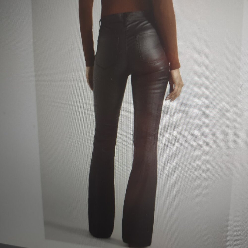 Sofia Vergara Melissa high rise flare coated denim black jeans NWOT - size 14